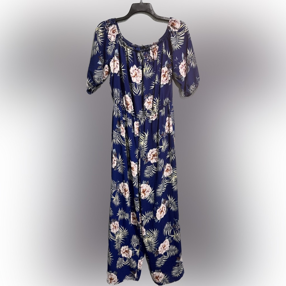 Haute Monde Floral One Piece Jumpsuit- Off the Shoulder